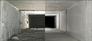 Before and after picture of air duct cleaning air duct cleaning
