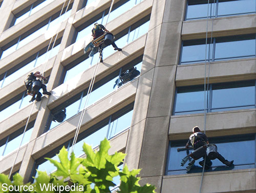 window cleaners at work