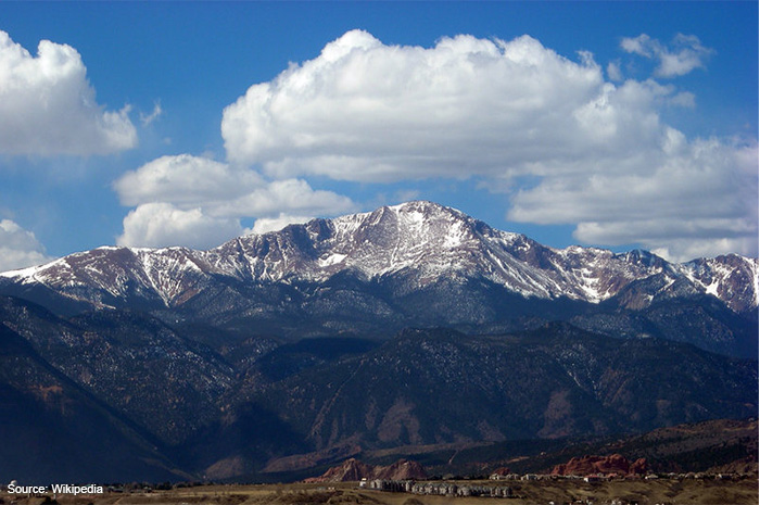 Pikes Peak from the University of Colorado at Colorado Springs, CO