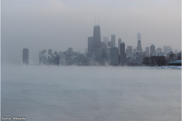 Chicago during early North Amercian cold wave
