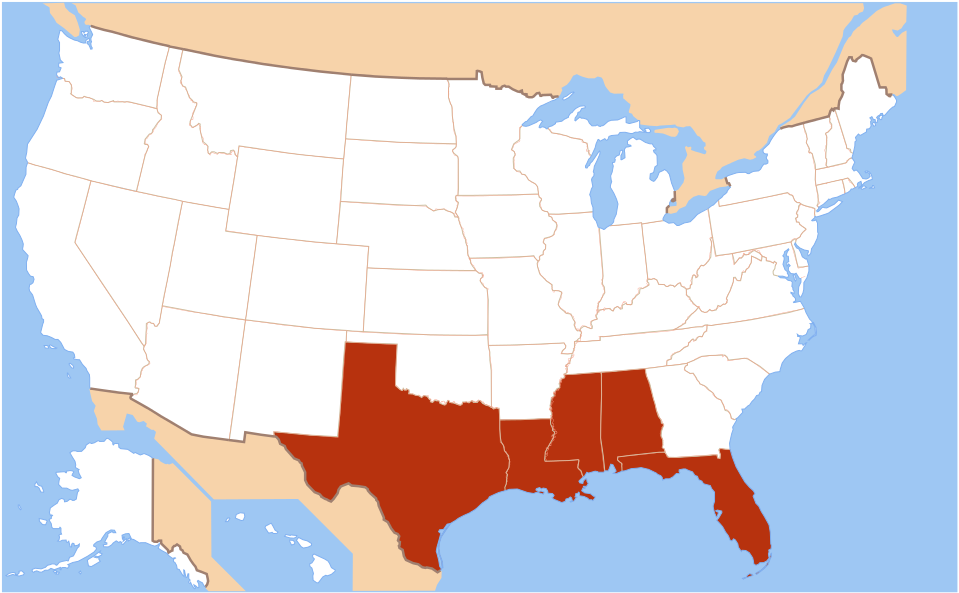 US Gulf Coast map
