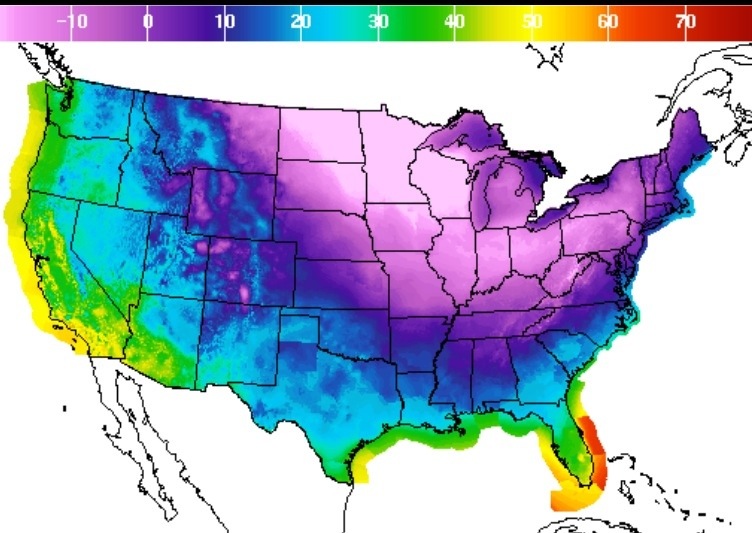 USA freezing temperatures