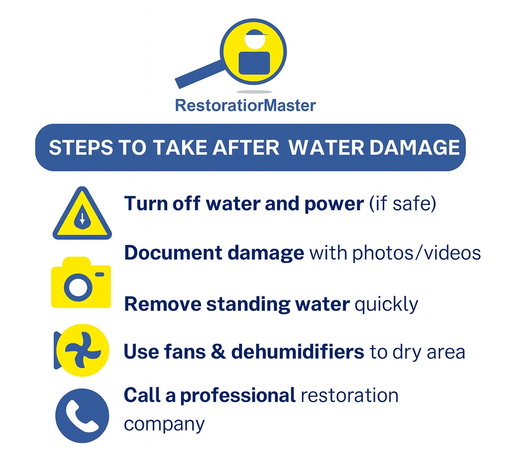 Water Damage Recovery Steps Infographic Water Damage Recovery Steps Infographic