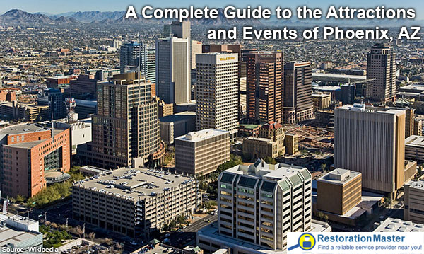 Downtown Phoenix skyline looking northeast toward Camelback Mountain