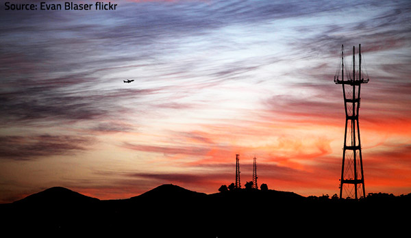 San Francisco is build upon rolling green hills.