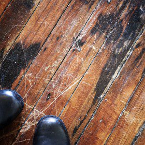 scratched hardwood floor