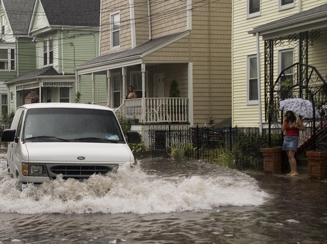 Driving in a flooded area