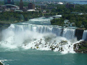 View of Niagara Falls, NY from Niagara Falls Ontario. 