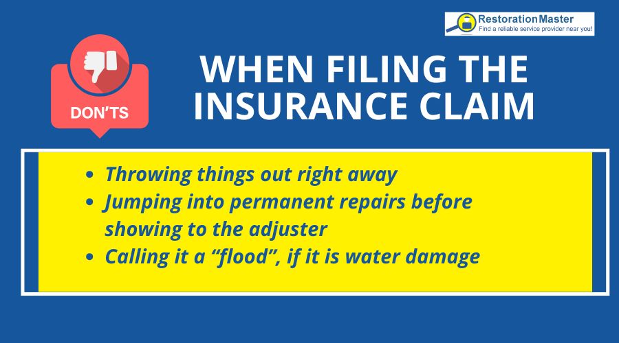 donts when filing the insurance claim