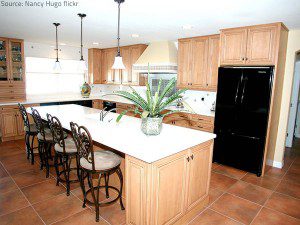 Porcelain tile flooring and kitchen lights Porcelain tile flooring is both elegant and practical.