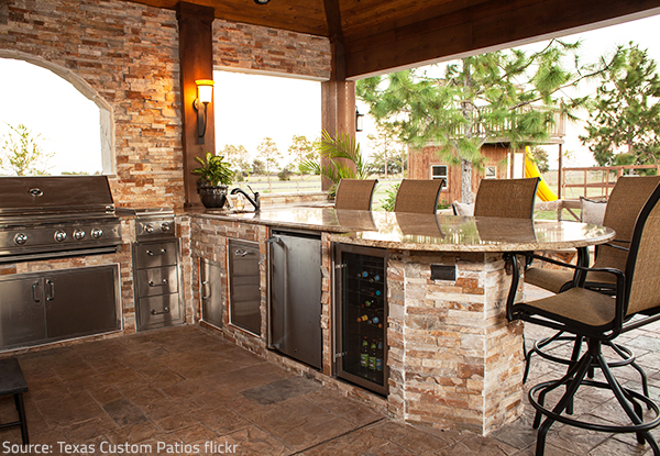Outdoor kitchen Quartz countertops have become a common element of outdoor kitchens.