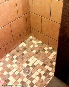 Mosaic wet room floor tiles are a popular choice among contemporary homeowners.