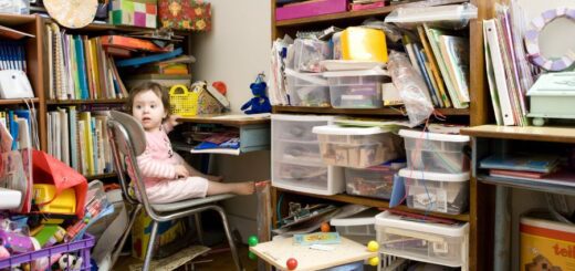 hoarder collecting books and research materials