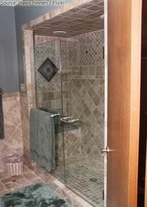 Glass shower door with tiles Glass shower door with tiles