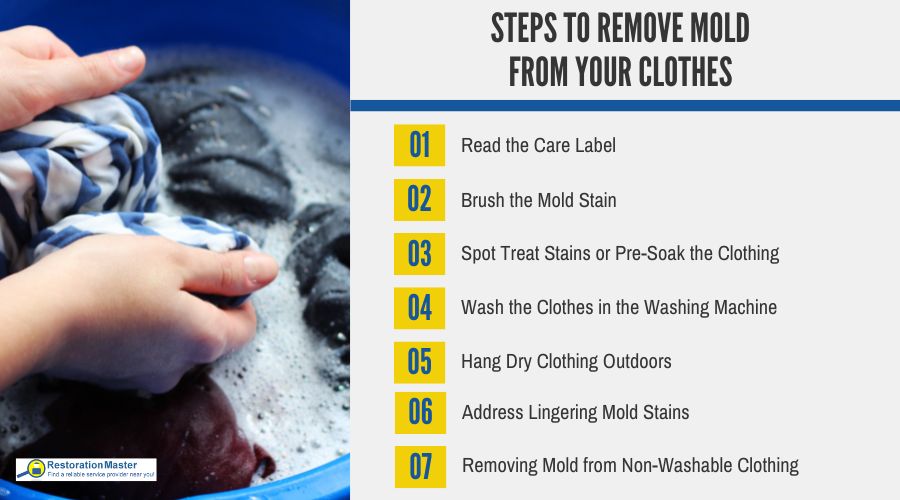 step by step process to remove mold from clothes