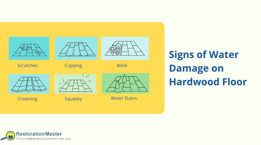 signs of water damage on hardwood floor