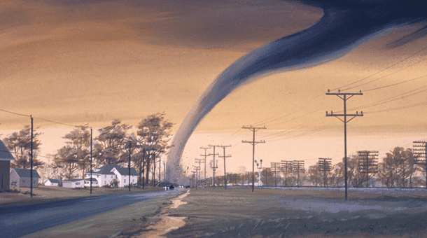 Tornado going through a neighborhood
