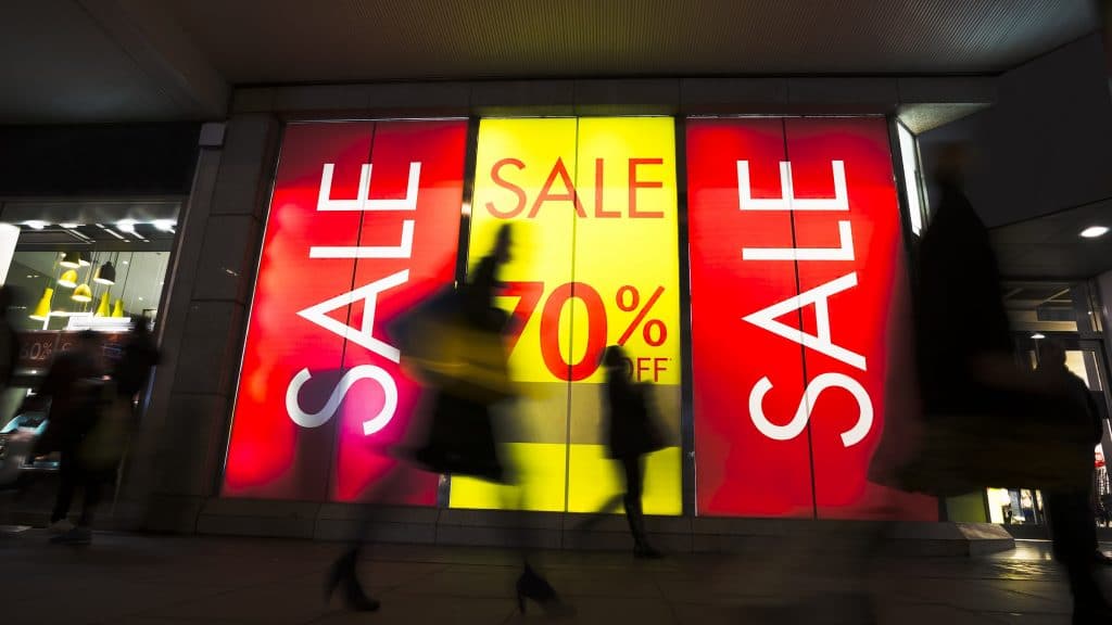 Sale signs in shop window