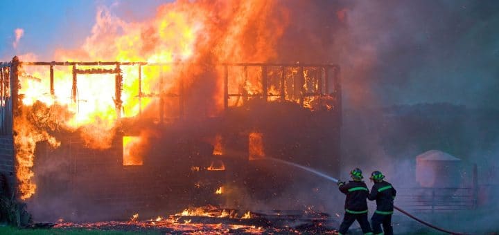 Firefighters putting out fire
