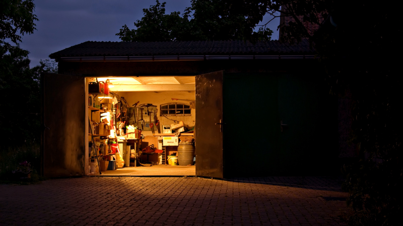 Garage and tools in the garage