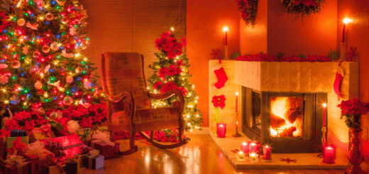 holiday fire safety around Christmas trees and fireplace
