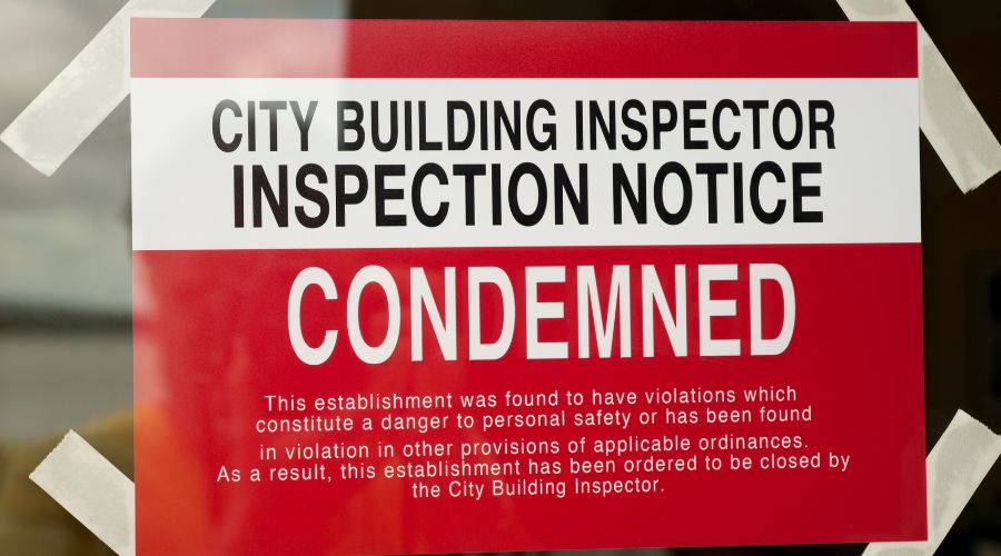 condemned notice on hoarded house