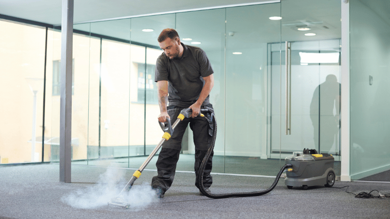 Commercial carpet cleaning in office