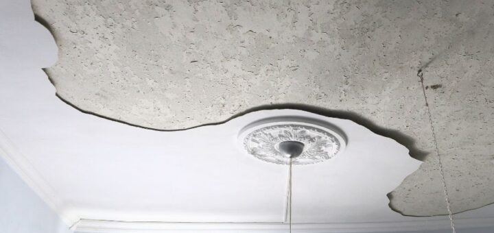 water damaged plaster ceiling
