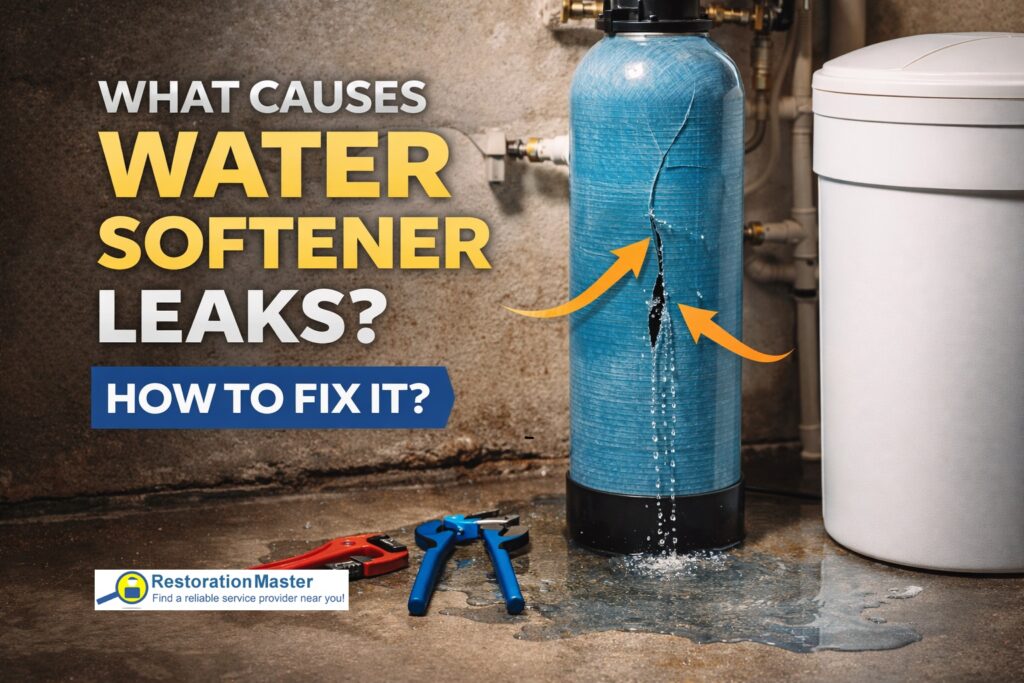 Leaking water softener in basement