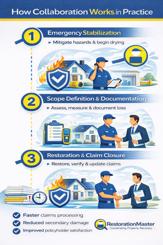 How Restoration Experts and Insurance Companies Collaborate Infographic How Restoration Experts and Insurance Companies Collaborate Infographic