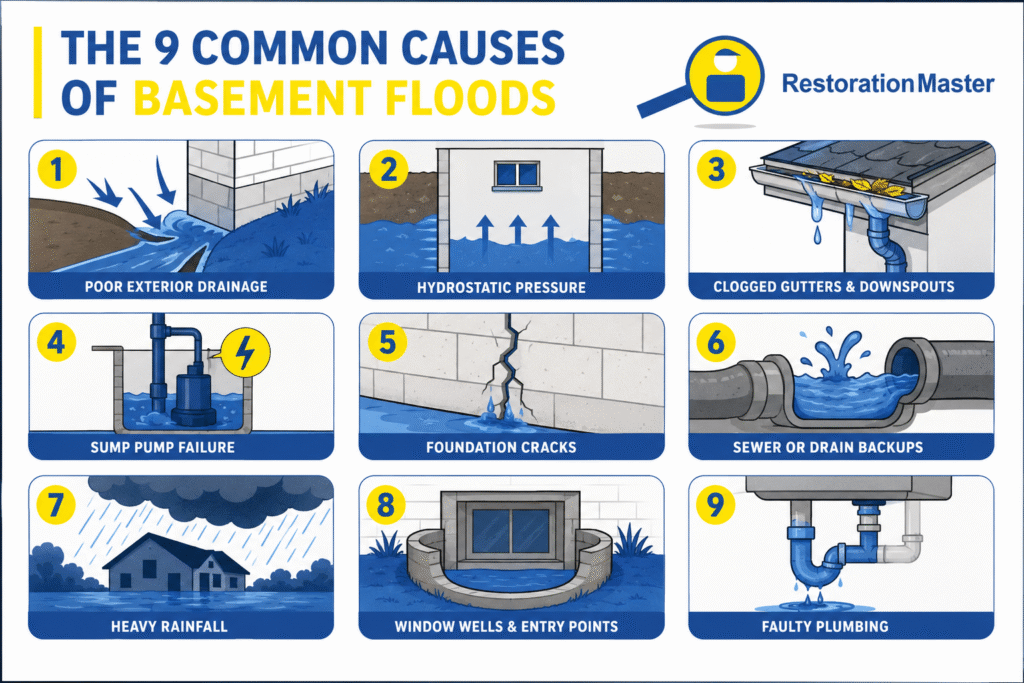 What Causes Flooding in Basements - RestorationMaster